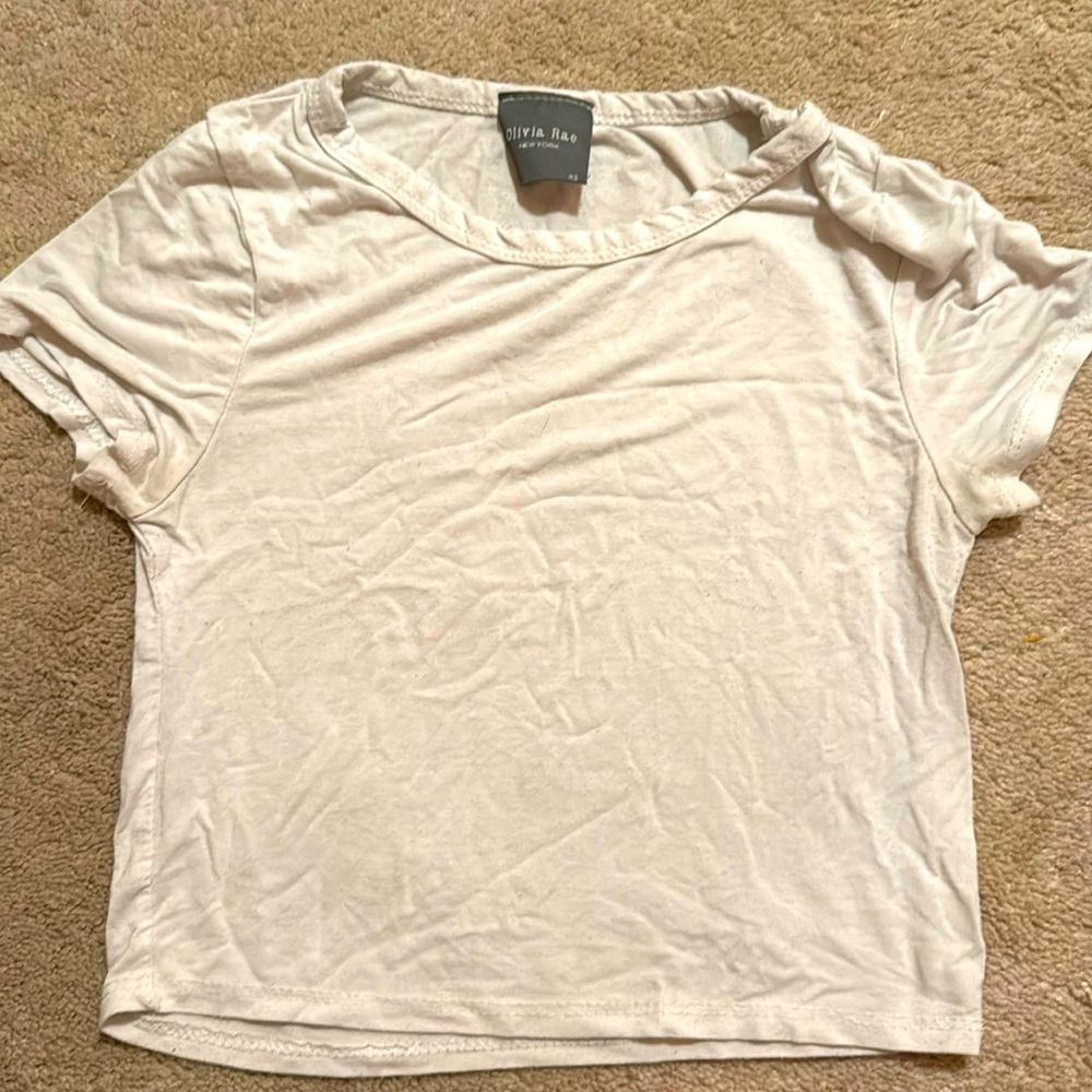 Soft white Olivia Rae cropped mini shirt